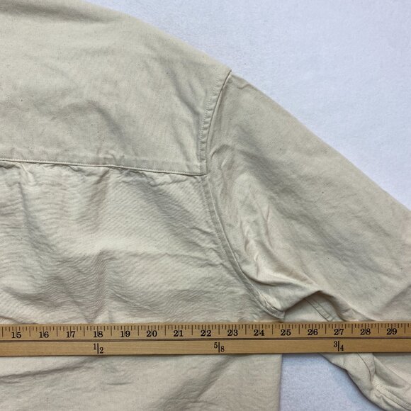 Zara Shirt Mens L Beige Long Sleeve Canvas Button Up - Picture 9 of 11